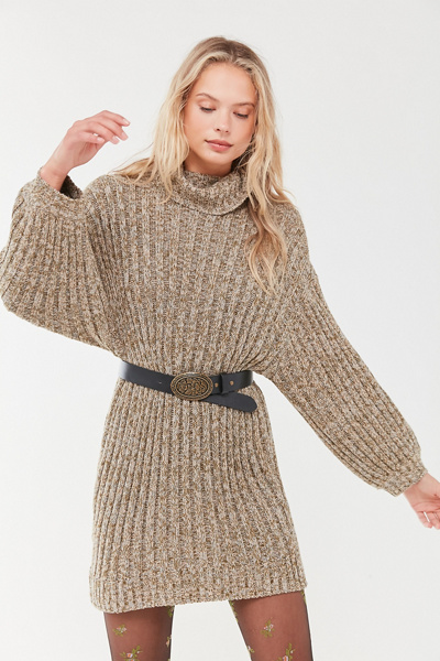 beige turtleneck sweater dress