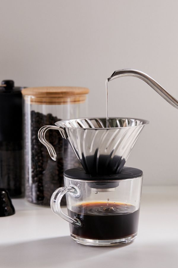Slide View: 1: Hario V60 Metal Pour-Over Coffee Set
