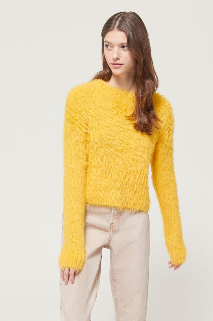 UO Fuzzy Eyelash Boatneck Sweater | Urban Outfitters