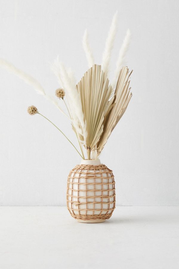 Slide View: 1: Rattan-Wrap Vase