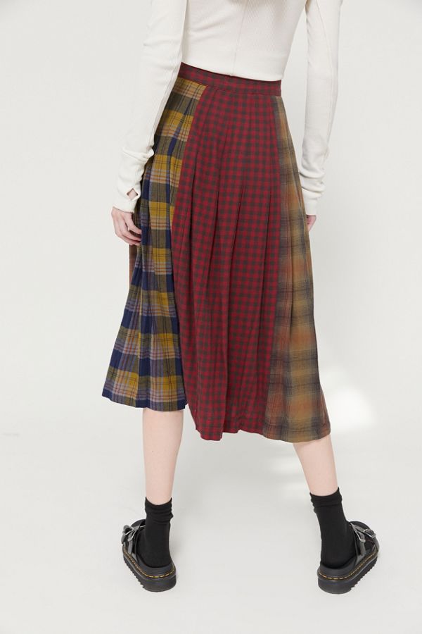 UO Katie Pieced Plaid Midi Skirt | Urban Outfitters