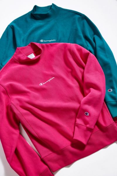 champion uo exclusive logo script pink crew neck sweatshirt