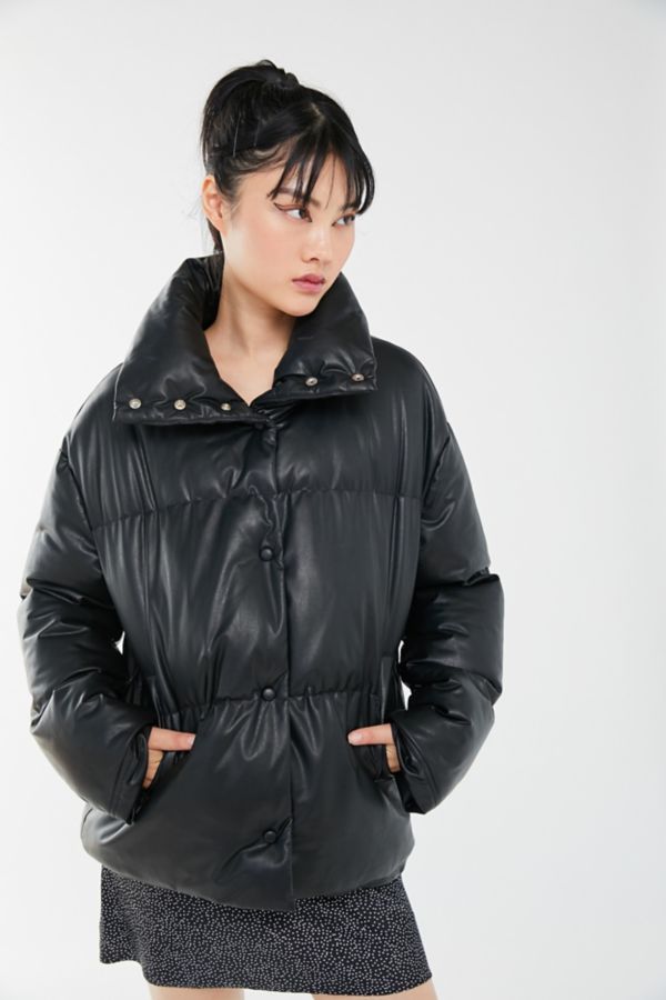 UO Faux Leather Puffer Jacket | Urban Outfitters