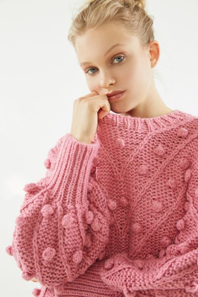 C/meo Collective Trade Places Pom Knit Sweater | Urban Outfitters