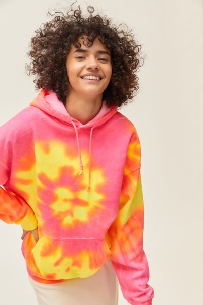 pink and orange tie dye hoodie