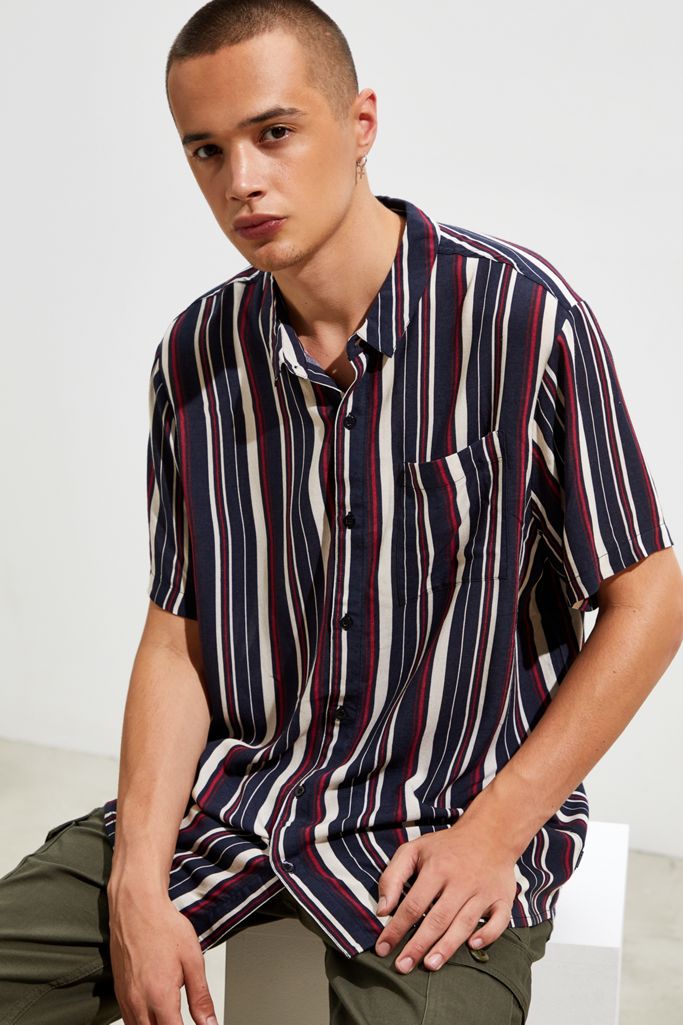 Rolla’s Bon Multi Stripe Short Sleeve Button-Down Shirt | Urban Outfitters
