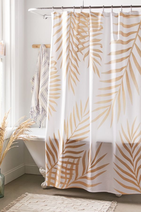Slide View: 1: Marta Olga Klara For Deny Gold Palm Leaves Shower Curtain