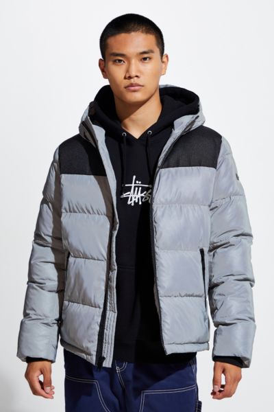 dkny men's hooded puffer jacket