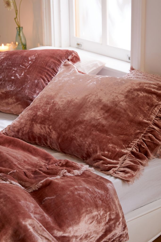Velvet Ruffled Edge Sham Set Urban Outfitters