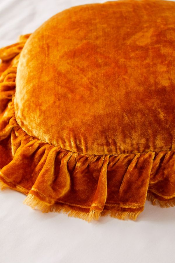 Velvet Ruffle Round Throw Pillow Urban Outfitters Canada
