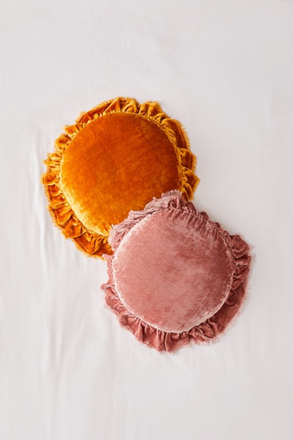 Velvet Ruffle Round Throw Pillow Urban Outfitters