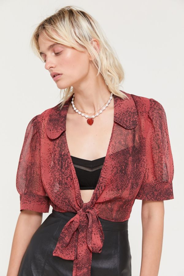 UO Lilah Snake Print Wrap Top | Urban Outfitters