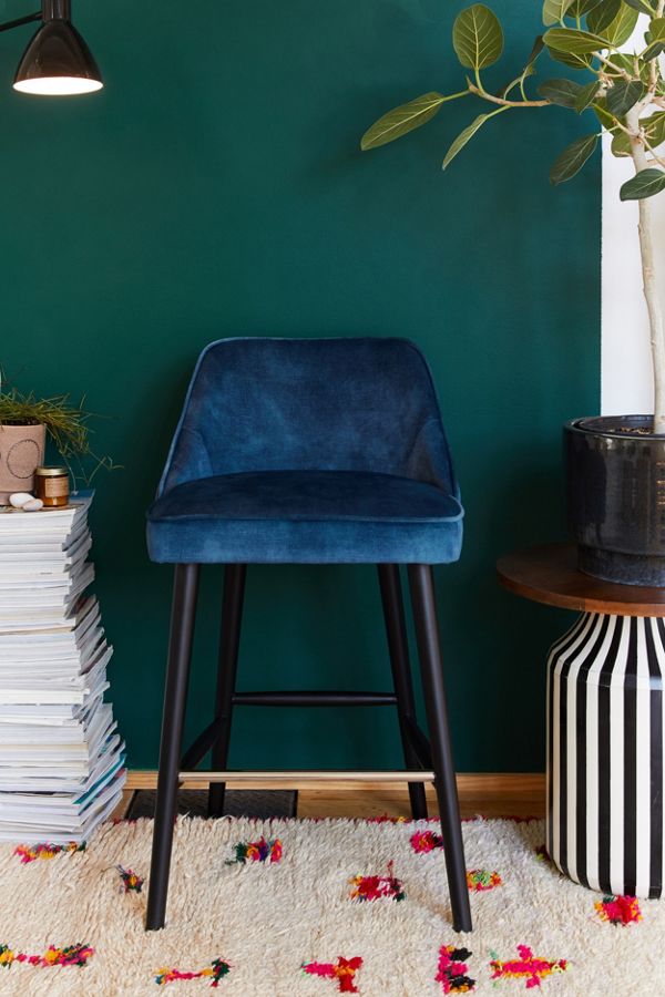 Slide View: 1: Harlie Velvet Counter Stool