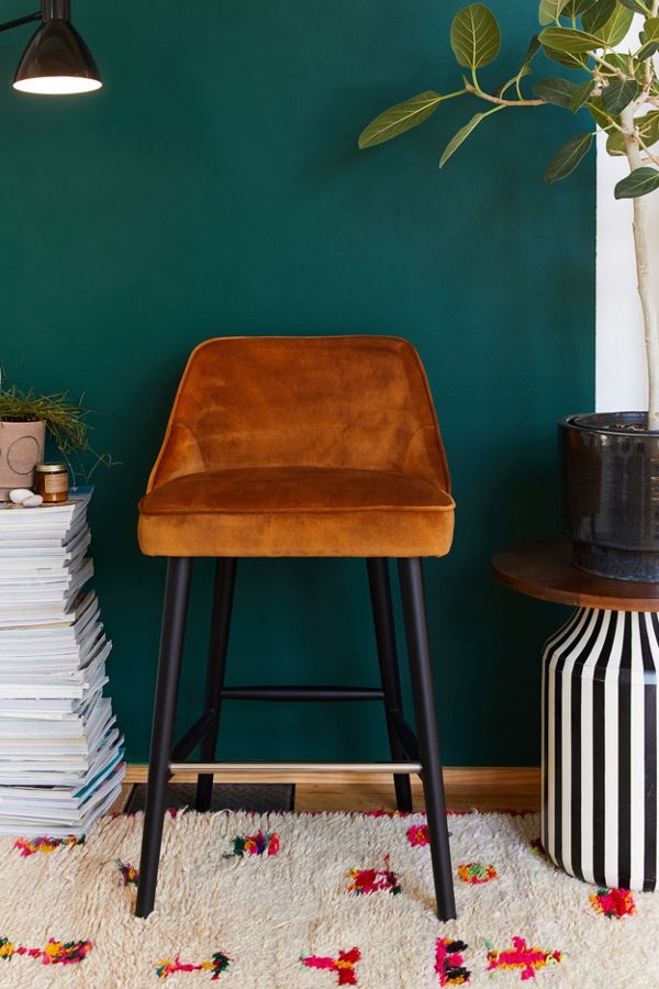 Slide View: 1: Harlie Velvet Counter Stool