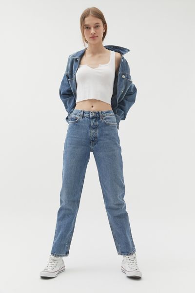 medium wash straight leg jeans