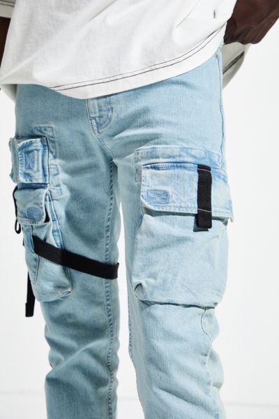 skinny denim cargo pants