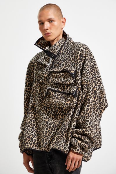 puma oversized cheetah print polar fleece jumper