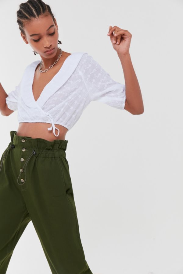 Urban Renewal Remnants Eyelet Ruffle Wrap Top | Urban Outfitters