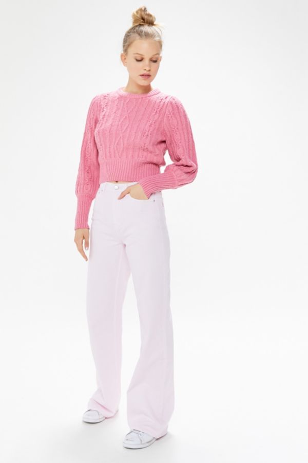 BDG High-Waisted Puddle Jean –Light Pink Denim | Urban Outfitters