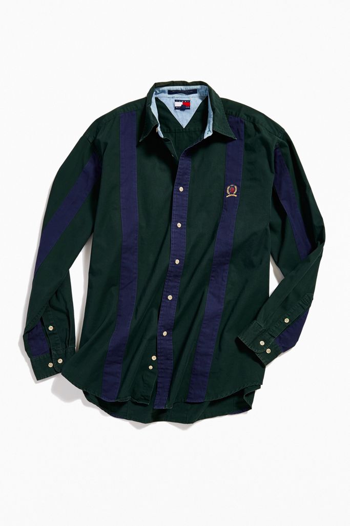 Vintage Tommy Hilfiger Green Stripe ButtonDown Shirt Urban Outfitters