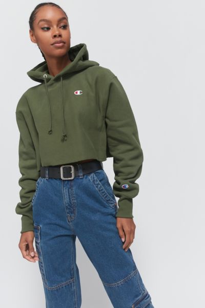 green cropped champion hoodie