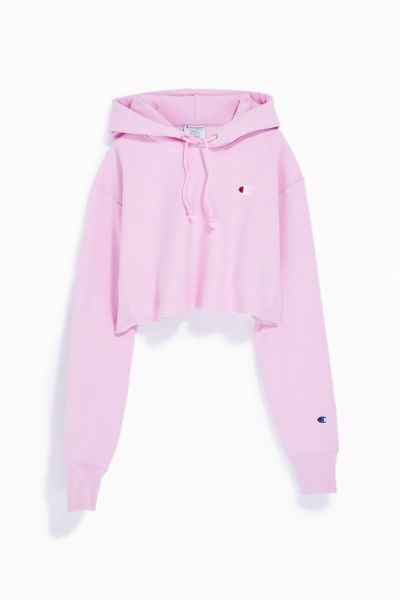 champion reverse weave pink crop hoodie