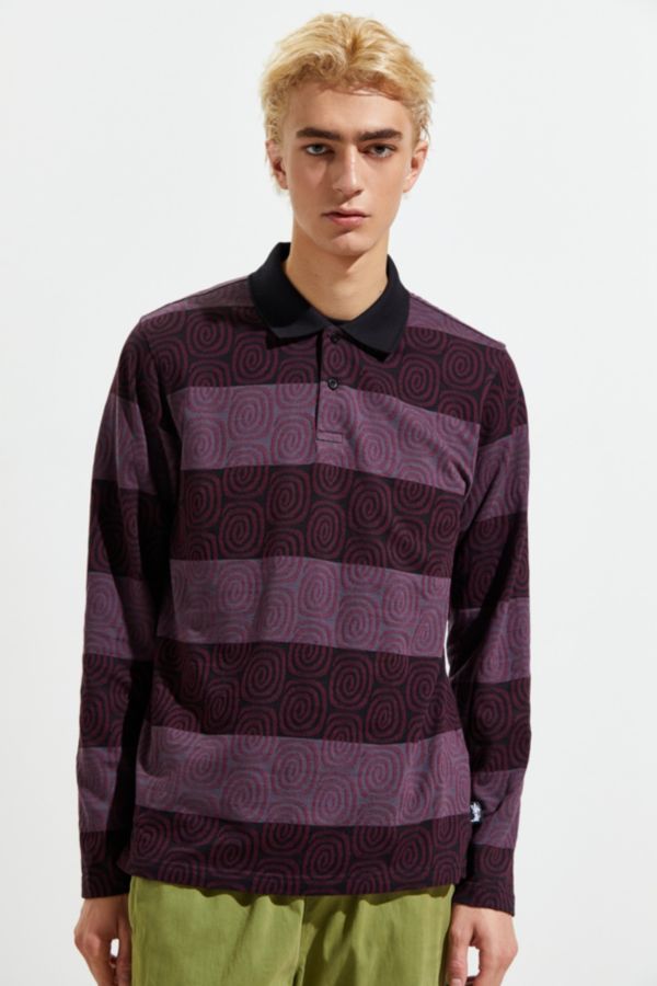 Stussy Swirl Stripe Jacquard Long Sleeve Polo Shirt | Urban Outfitters ...