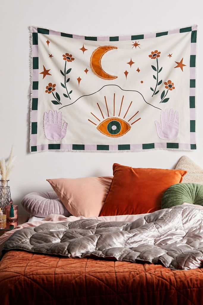 Embroidered Eye And Palm Tapestry | Urban Outfitters