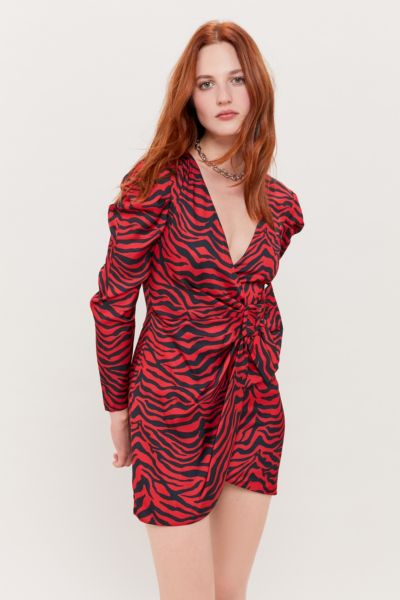 bardot mini wrap dress