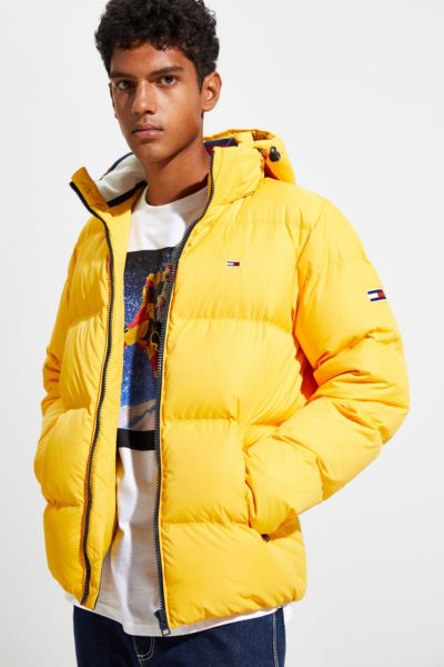 tommy hilfiger yellow puffer coat