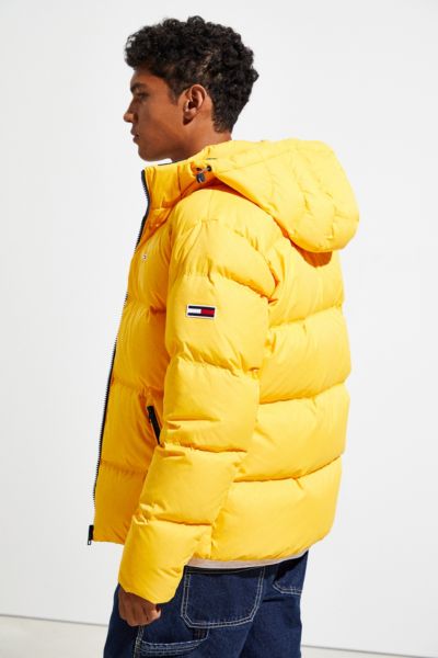 tommy hilfiger yellow puffer coat