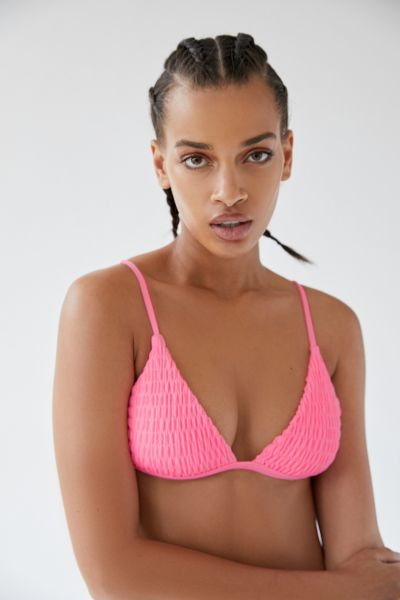 smocked triangle bikini top