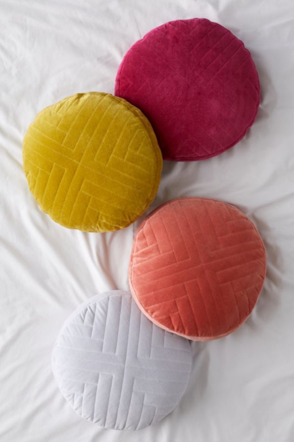 Greta Quilted Velvet Round Throw Pillow Urban Outfitters