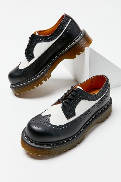 doc martens black and white brogues