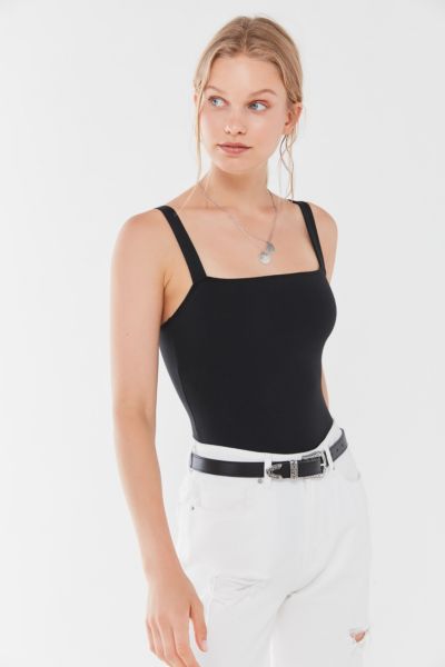 white square neck bodysuit