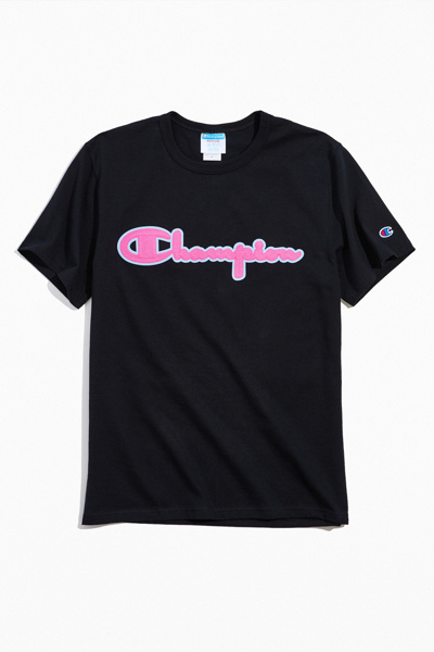 black and pink champion shirt