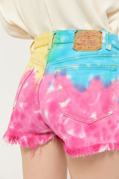 tie dye jean shorts