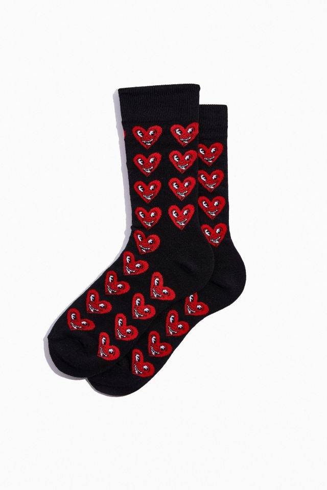 Keith Haring Hearts Crew Sock | Urban Outfitters