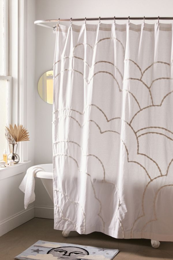 Slide View: 1: Aella Tufted Cloud Shower Curtain