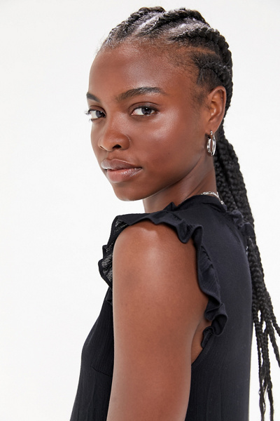 uo gabby ruffle babydoll midi dress