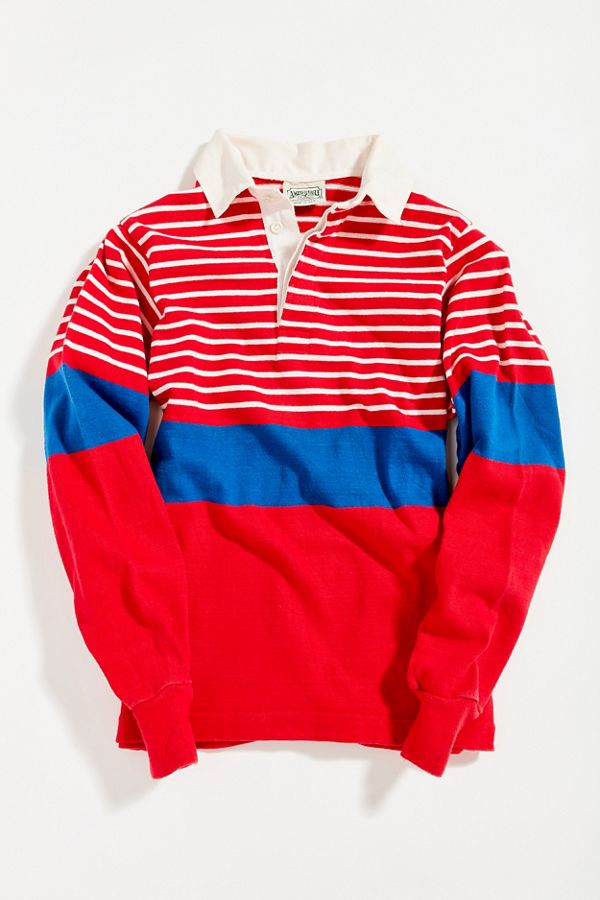 Vintage ‘90s Red White and Blue Stripe Rugby Shirt Urban Outfitters