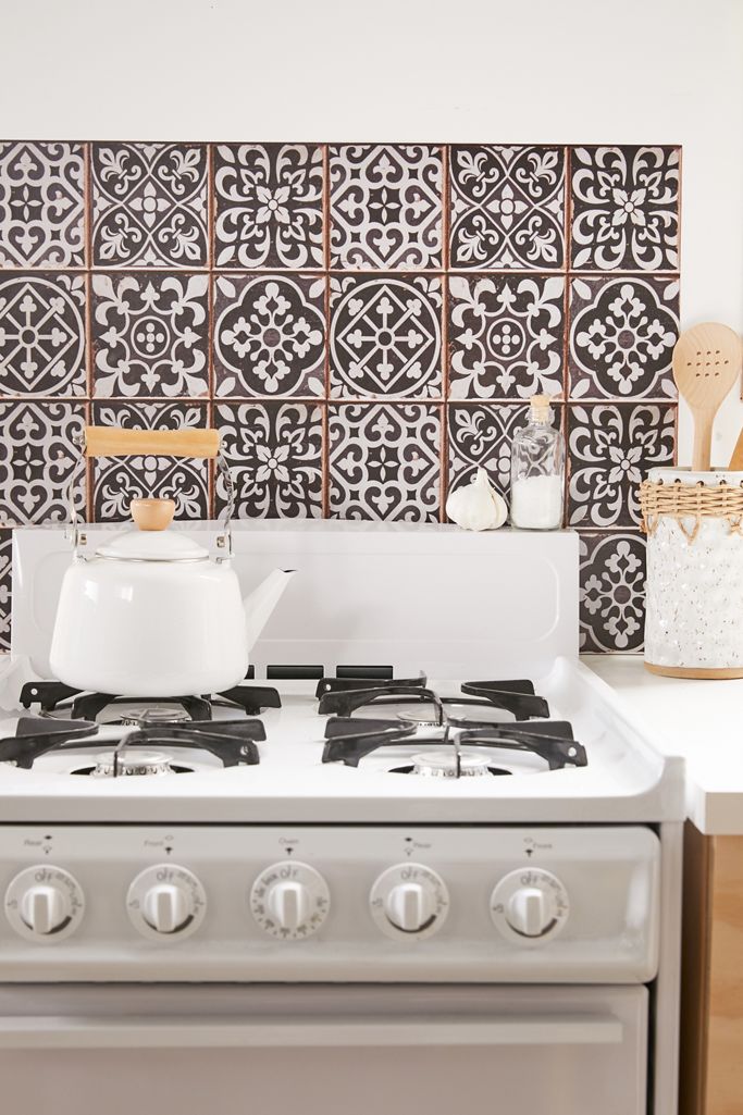 Black And White Azulejos Kitchen Tile Decal Urban Outfitters