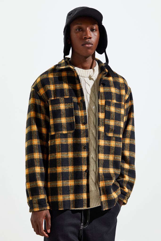 UO Brushed Plaid Button-Down Overshirt | Urban Outfitters Canada