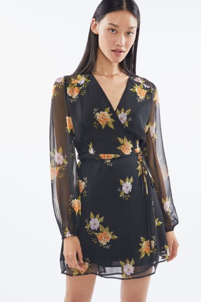 urban outfitters yellow wrap dress