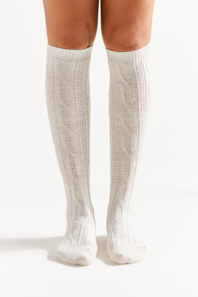 Marled Cable Knit Knee High Sock Urban Outfitters