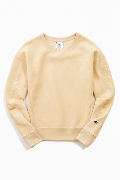 yellow crew neck champion sweatshirt