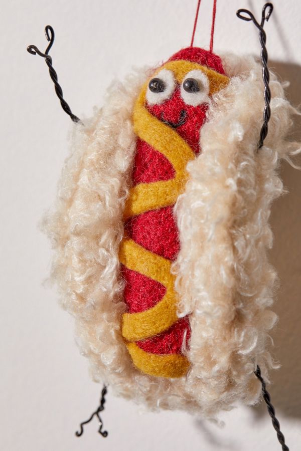 Felt Hot Dog Christmas Ornament Urban Outfitters