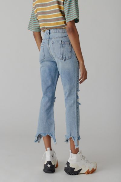 high waisted cropped flare jeans