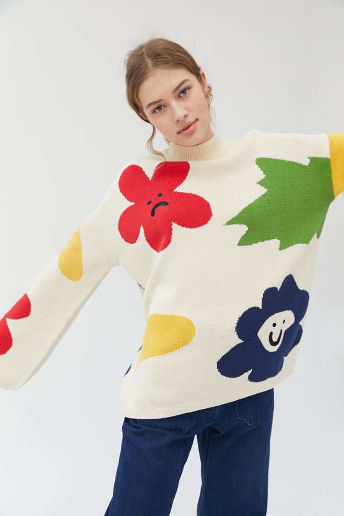 Lazy Oaf Flower Bed Mock Neck Sweater Urban Outfitters