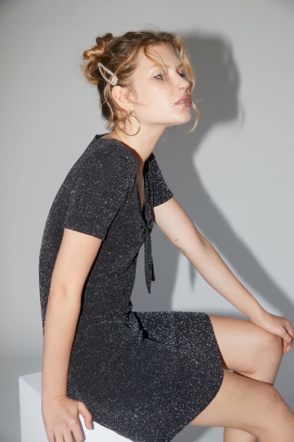 UO Sparkler Tie-Front Mini Dress | Urban Outfitters